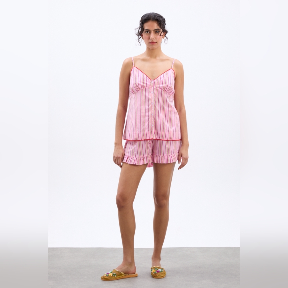 Damson Madder Cosima Strappy Cami- Pink Stripe Size EU 12/ US 8